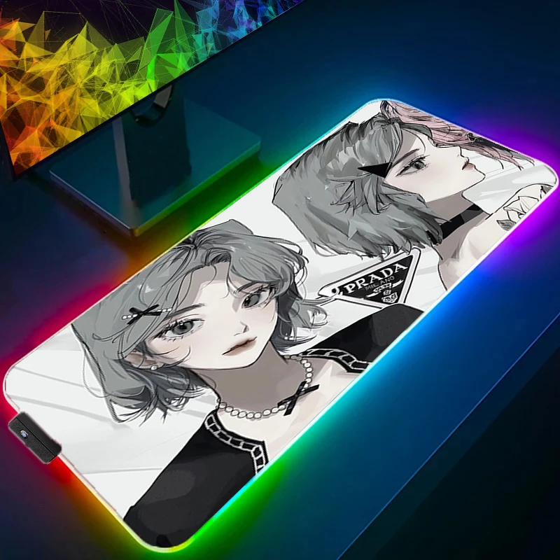 

Коврик для мыши RGB, аниме, сексуальные девушки, большой геймер xxl, настольный коврик, компьютерная клавиатура, светодиодные игровые аксессуары, ковер с подсветкой, коврик для мыши XXl