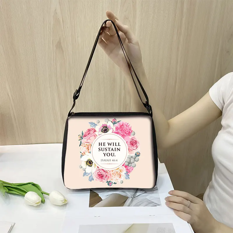 Christian Bible Verse Shoulder Bags He Will Sustain You Women Clutch Adjustable Underarm Cross Bag Shopping Bags Gift