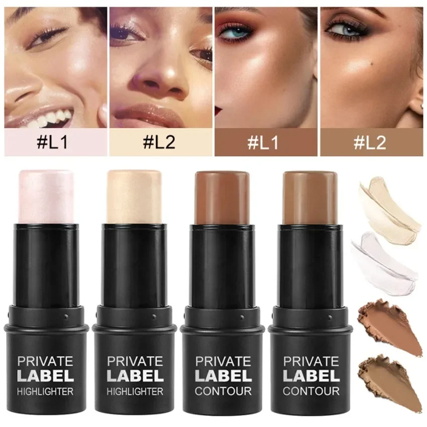 4 Color Highlight Contour Stick Private Label Long Lasting Waterproof Non-Comedogenic Custom Logo Makeup Wholesale Cruelty Free