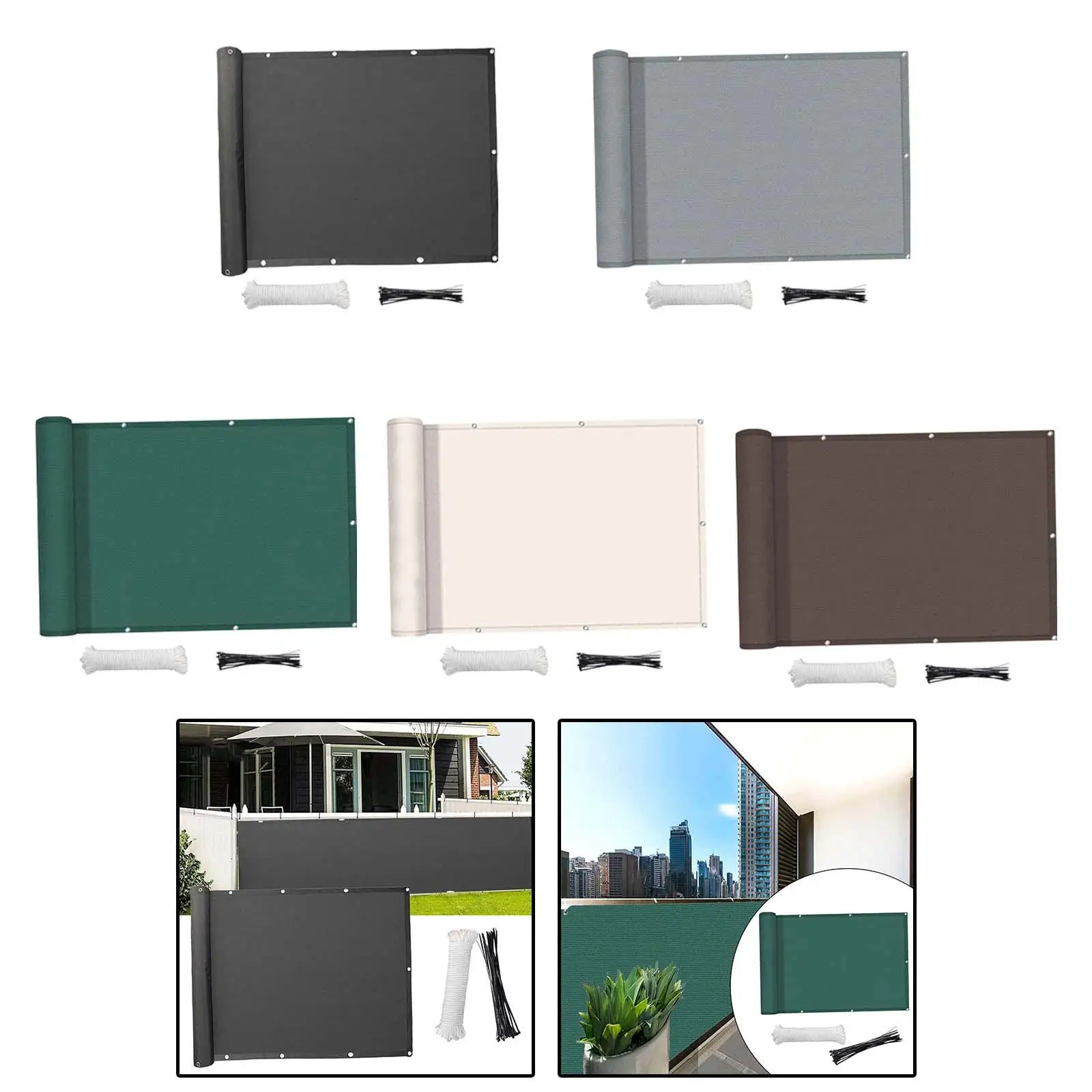 Hdpe Balcony .7x9.84ft with Cable Ties Weatherproof Windscreen for Balcony Outdoor Deck Backyard Porch