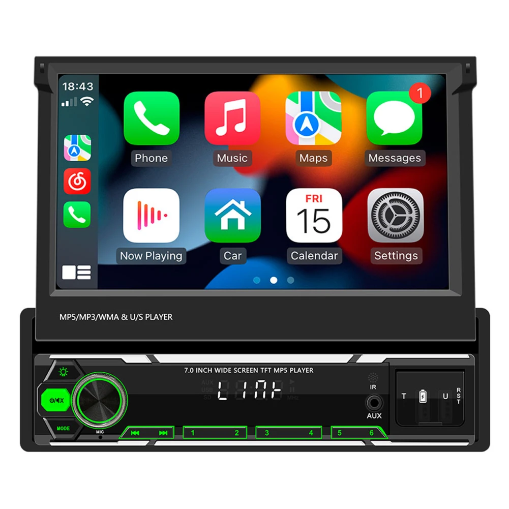 

7 Inch 1din Car Stereo Receiver FM/AM Radio Android Auto/iOS Auto Interaction System MP5 Player Multimedia Video Player