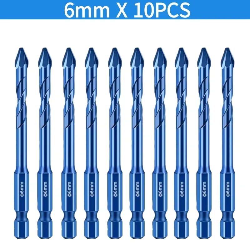 

10PCS Eccentric Drill Bit Set For Glass Ceramic Tile Wall Concrete Drilling Tool 6mm Drill Bit Set Tools