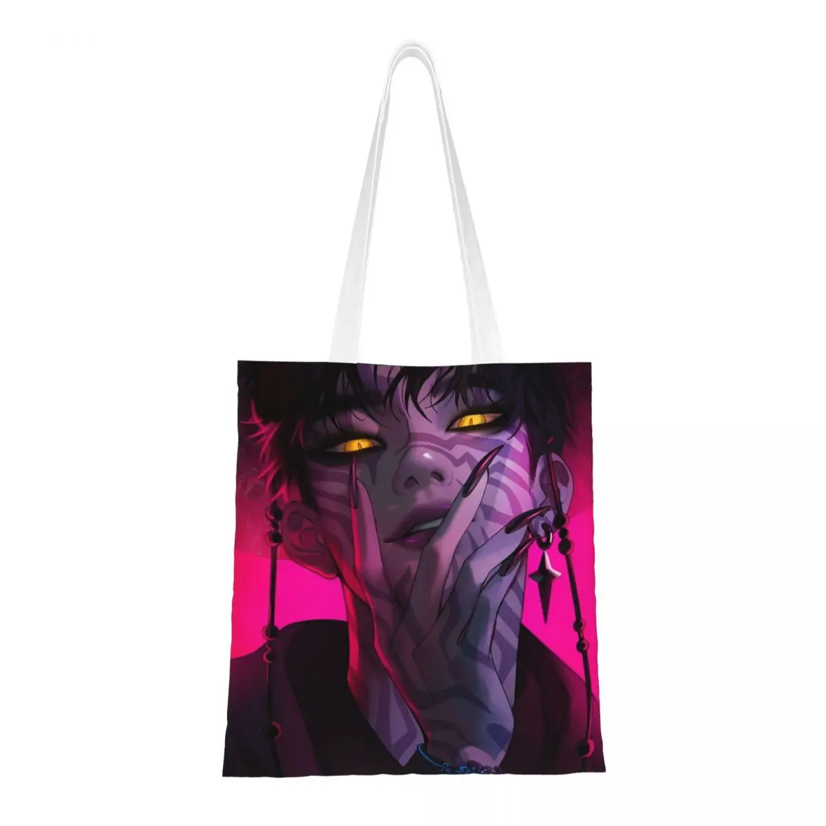 

Saja Boys Kpop Demon Hunters Canvas Tote Handbag Grocery Bags Reusable Shopping Bags for Women