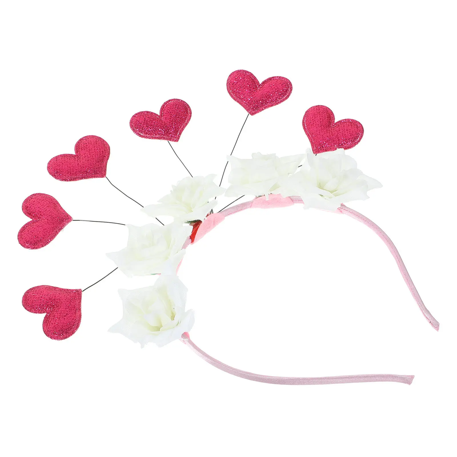 

Праздничный ободок на голову ко Дню святого Валентина с розами и сердечками, романтический головной убор для женщин и взрослых, аксессуары для вечеринок