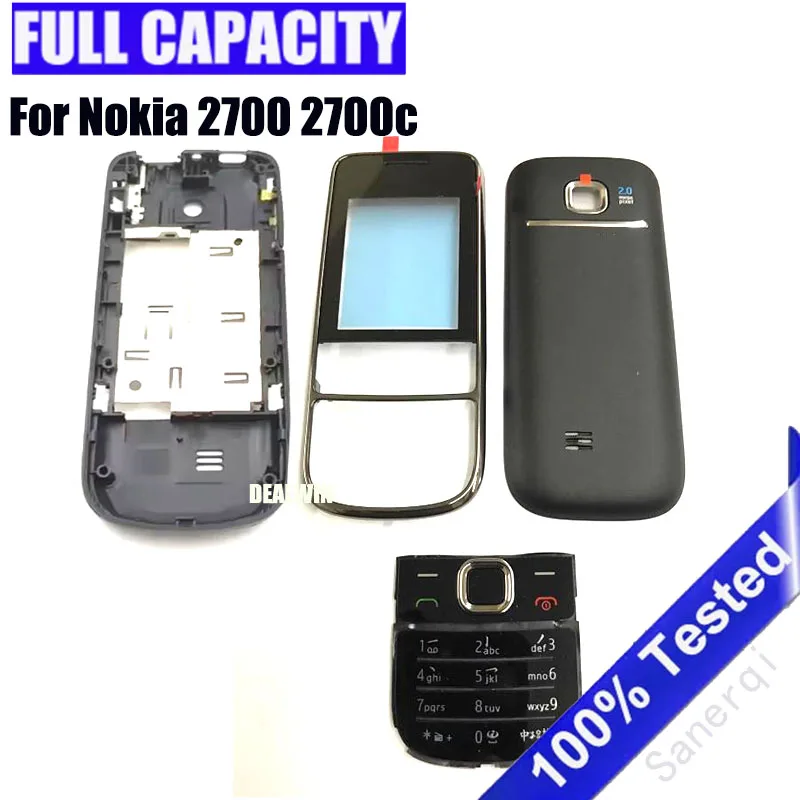 Full Complete Mobile Phone Housing Cover Case For Nokia 2700 2700c With English Keypad back battery door housing