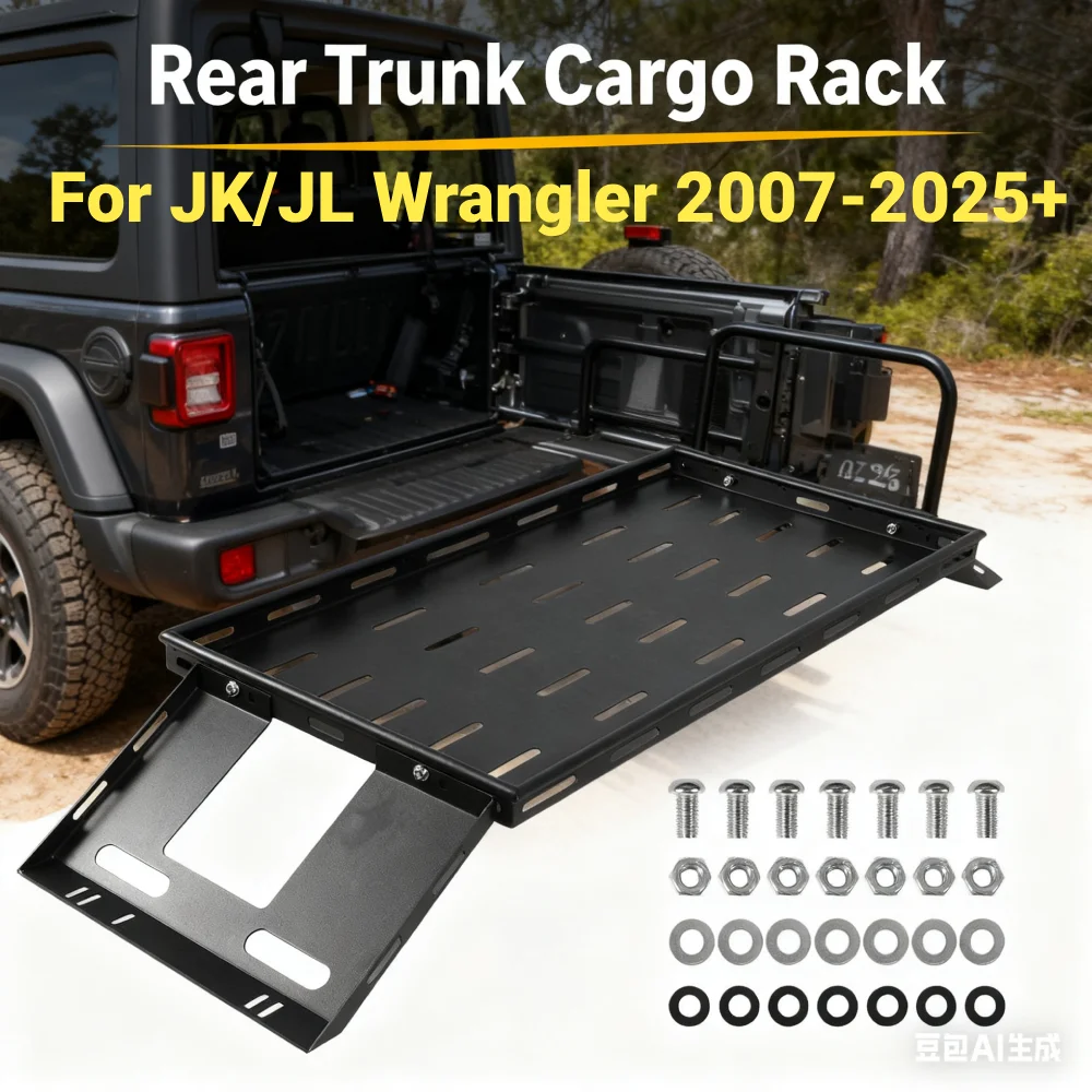 

Внутренняя корзина для хранения, задний багажник, грузовая стойка для 2007-2025 JK/JL Wrangler, износостойкая металлическая рамка для багажа с защитой от царапин