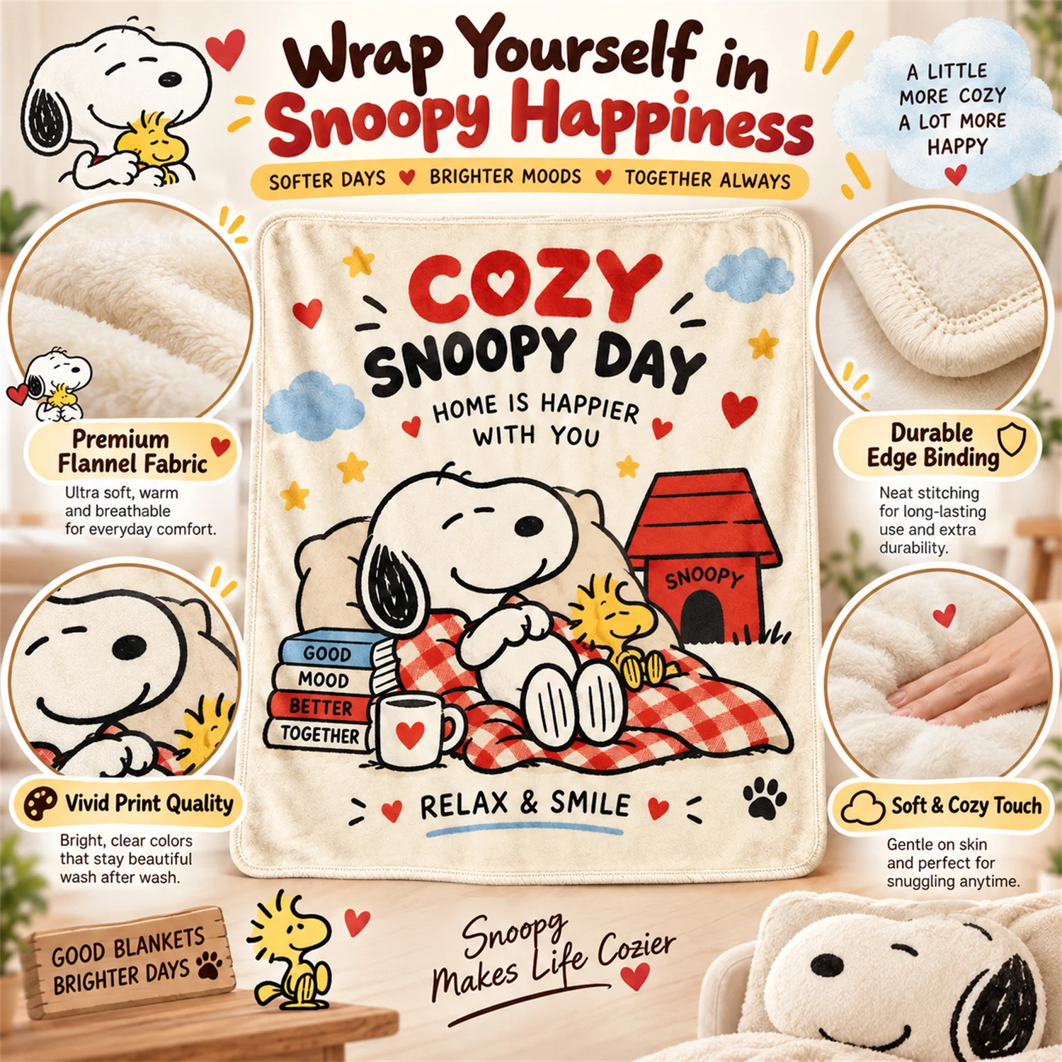Плед Snoopy из мягкого флиса, – обзор и цена Home Textiles Blanket