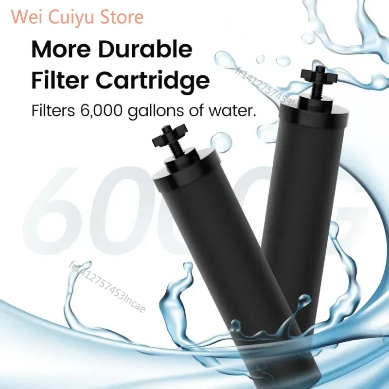 Cartouches de filtre à eau compatibles BB9-2, 2 éléments de remplacement en charbon actif, accessoires professionnels pour purificateur d'eau à gravité, excellente performance de filtration pour améliorer le goût de l'eau, inserts filtrants durables pour les systèmes d'eau potable domestiques.