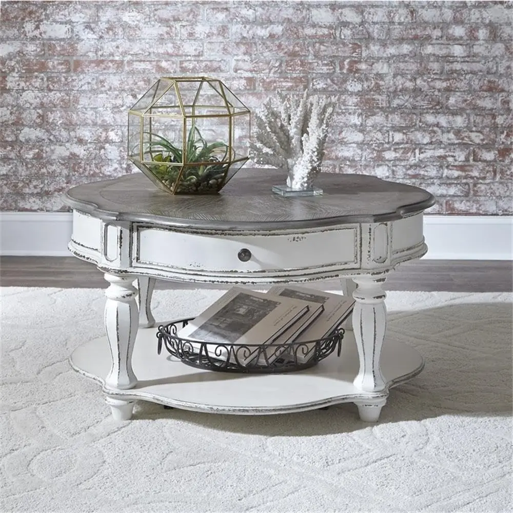 Liberty Furniture Industries Round Cocktail Table, W38 X D38 X H20, White