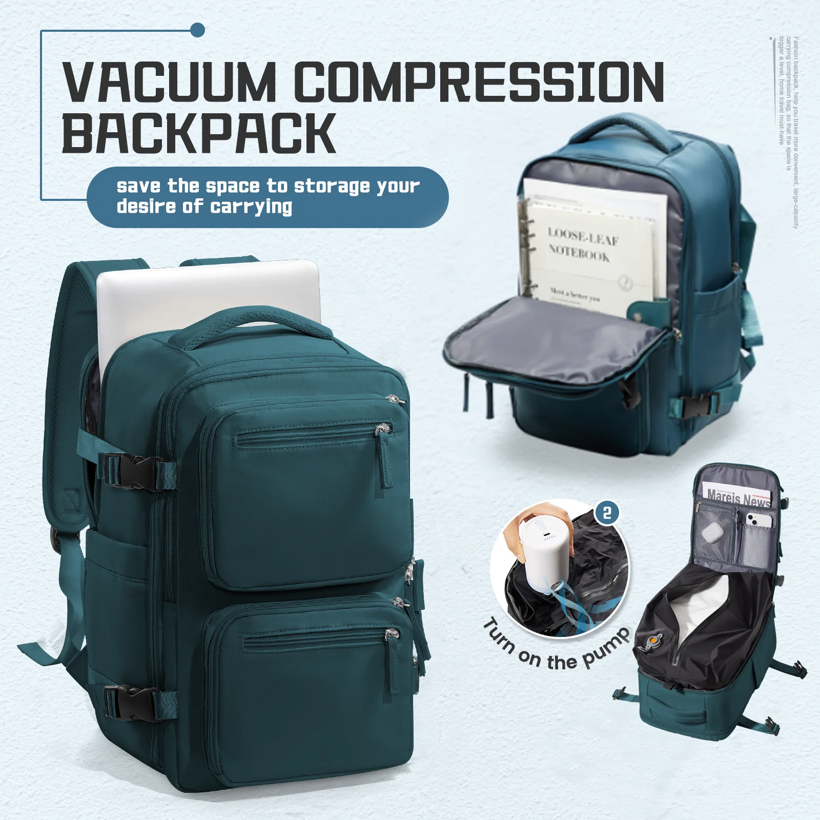 Vacuum Compression Backpack Large Capacity School Notebook Backpack Hiking Vacuum Backpack Ryanair 40x20x25 carry-on, Mens Gifts