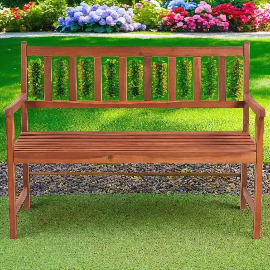 

47.2 Acacia Wood Patio Bench with Cushions - Durable Outdoor Seating for Garden & Balcony