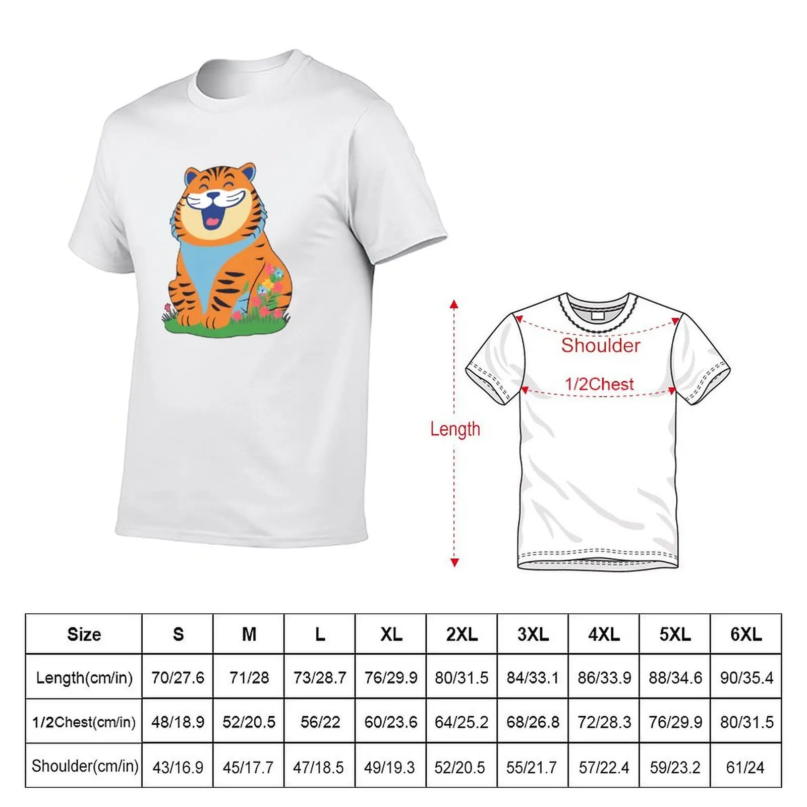 Happy and Cute Tiger T-Shirt t shirts for man slim fit t shirts for man graphic vintage T-Shirt