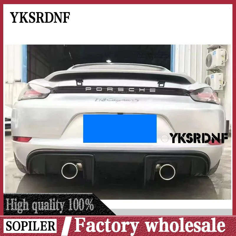 Rear Diffuser Lip Splitters Cover fit for Porsche 718 Cayman Boxster 2016-2022 Real Carbon Fiber Bumper Protector Double out FRP