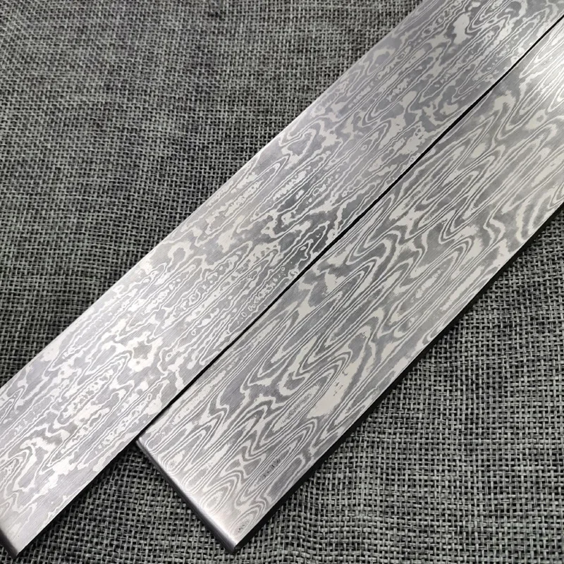 Dropship Damascus Steel Billets Forged Water Wave Patterned Sandwich Steel Blanks Bar DIY Knife Making Tool Parts 22x3x0.3CM