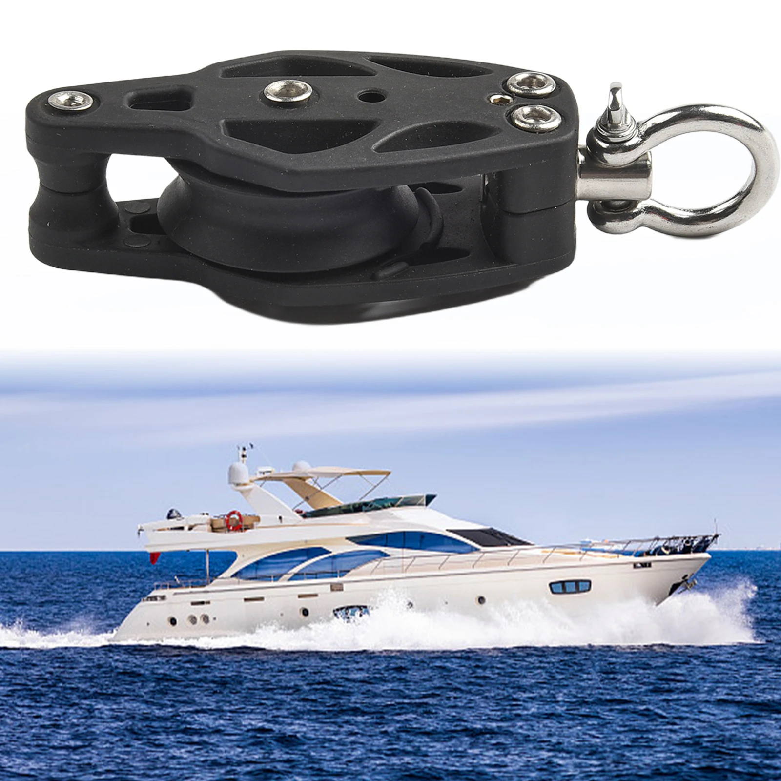 Heavy Pulley 35mm Swivel Sailing Block With Becket For Rigging Sailboat Marine Accessories Nylon Pulley T316 Construction