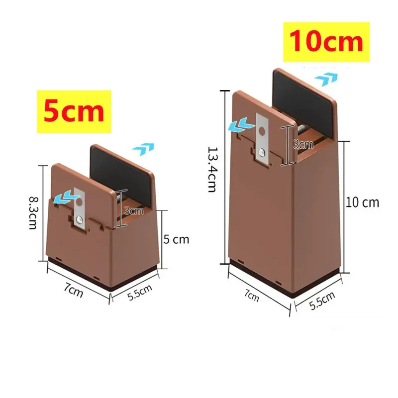4PCS Adjustable Furniture Leg Risers Heavy Duty Square Round Bed Foot Pads 2 4 Inch Sofa Table Chair Leg Risers Screw Clamp