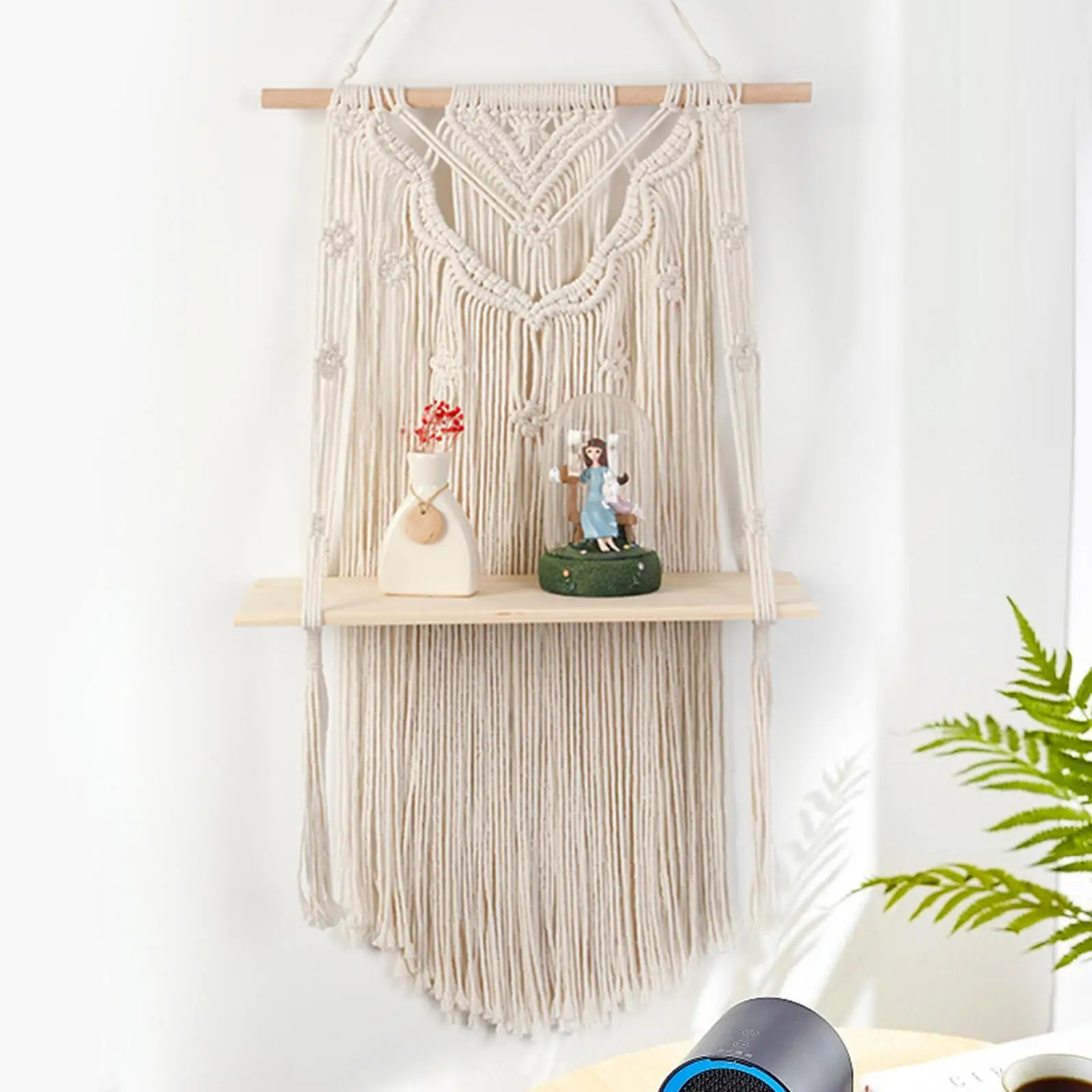 Boho Style Woven Tapestry Tassel Wall Hanging Decoration Craft Ornament Hanger Organizer Shelf for Bedroom Birthday Gift Party