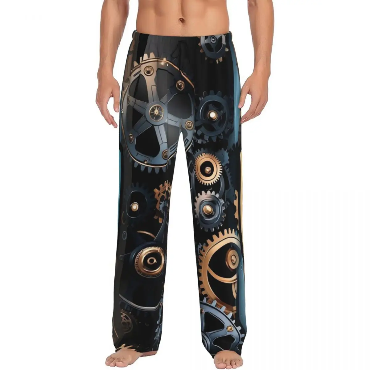 

Изготовленные на заказ механические машинные шестерни, пижамные штаны в стиле стимпанк, мужская одежда для сна, штаны для сна с карманами