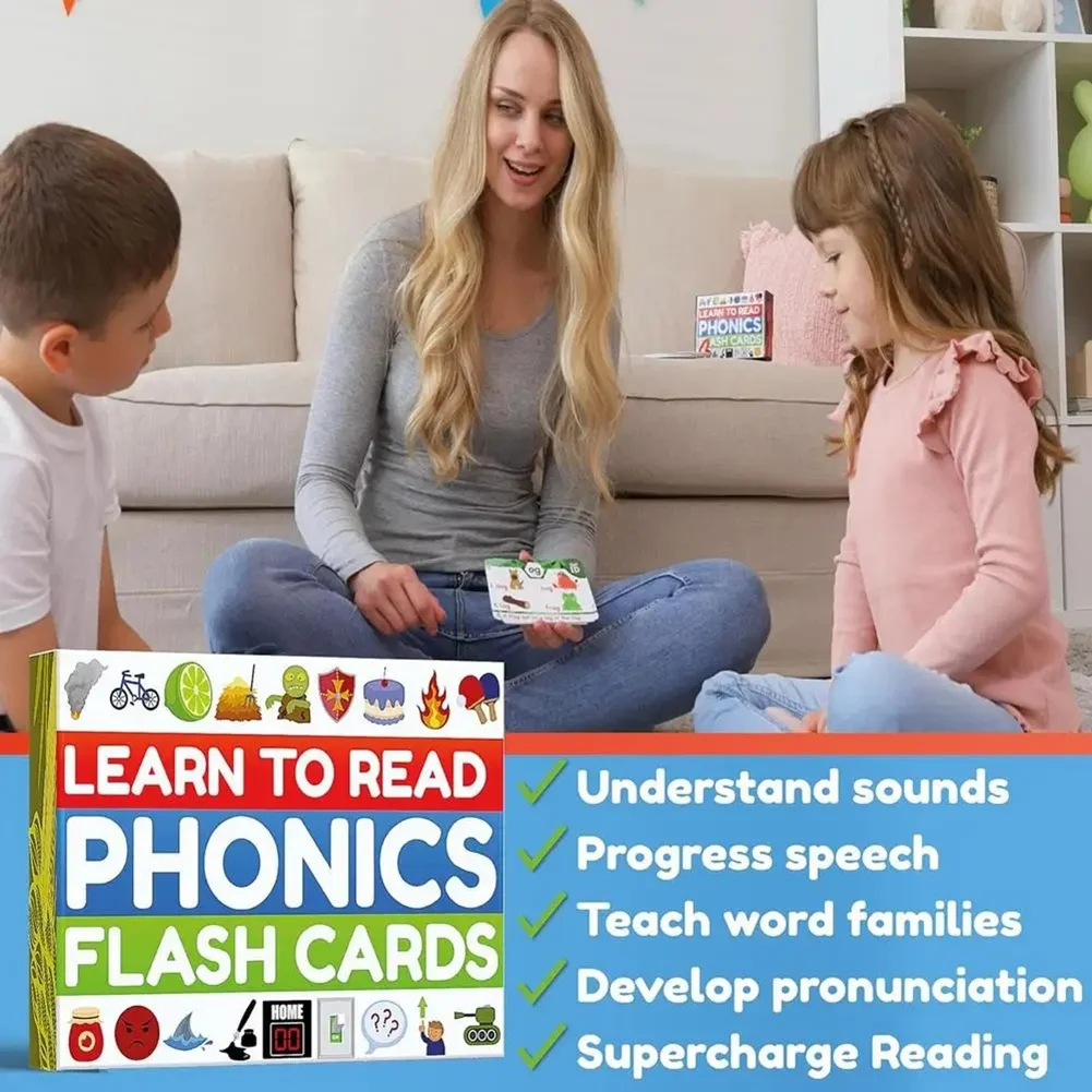 ABLJ Phonics Sight Words Flash Cards Learn To Read CVC Blends Digraphs Blends   Long Vowel Sounds Games For First Second Grade