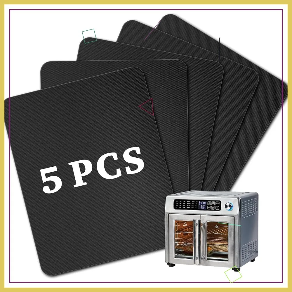 5 PCS Teflon Mats Oven Liner for 26 QT French Door 360 Air Fryer, Reusable Air Fryer Liners