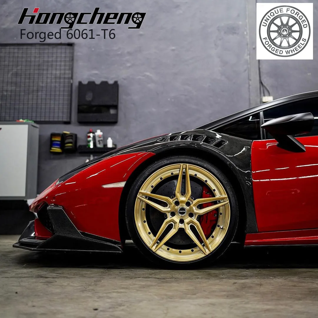 

26 stylesLuxury Car Gold Star Monoblock 2 Piece Brush 19x8.5 19x9.5 5x112 5x120 Wheel