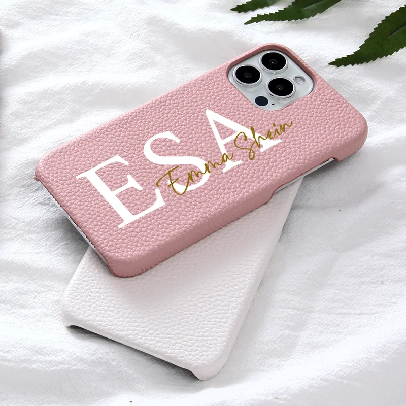 Custom Gold Name Number Leather Phone Case for iPhone 13 Pro Max 12 13 11 12 Pro Max X XR XS Max 7 8 Plus SE 2020 Back Cover