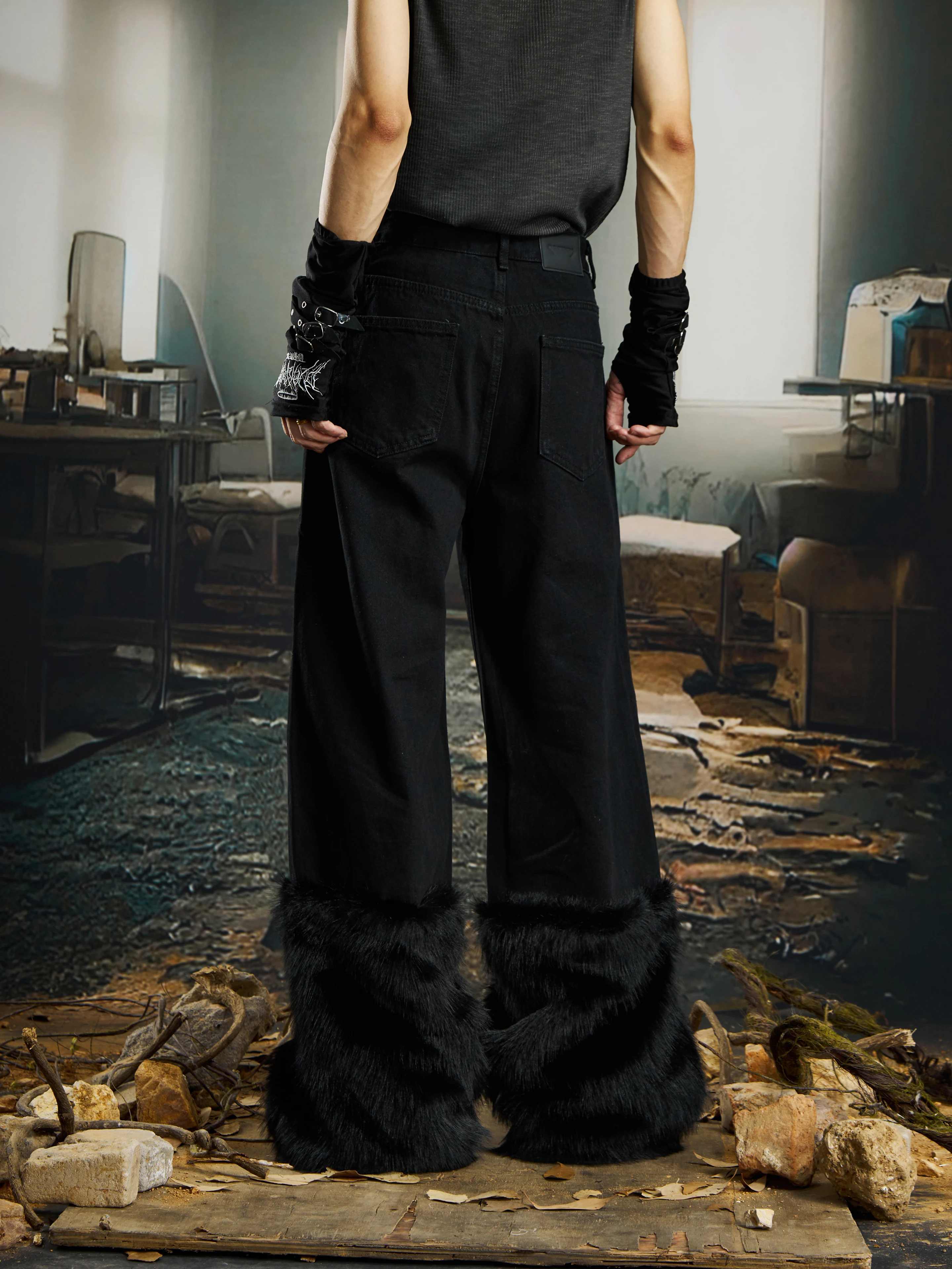 

Особый дизайн, нишевые индивидуальные свободные прямые швы, пушистые гетры, джинсы, брюки, куртка-пуховик