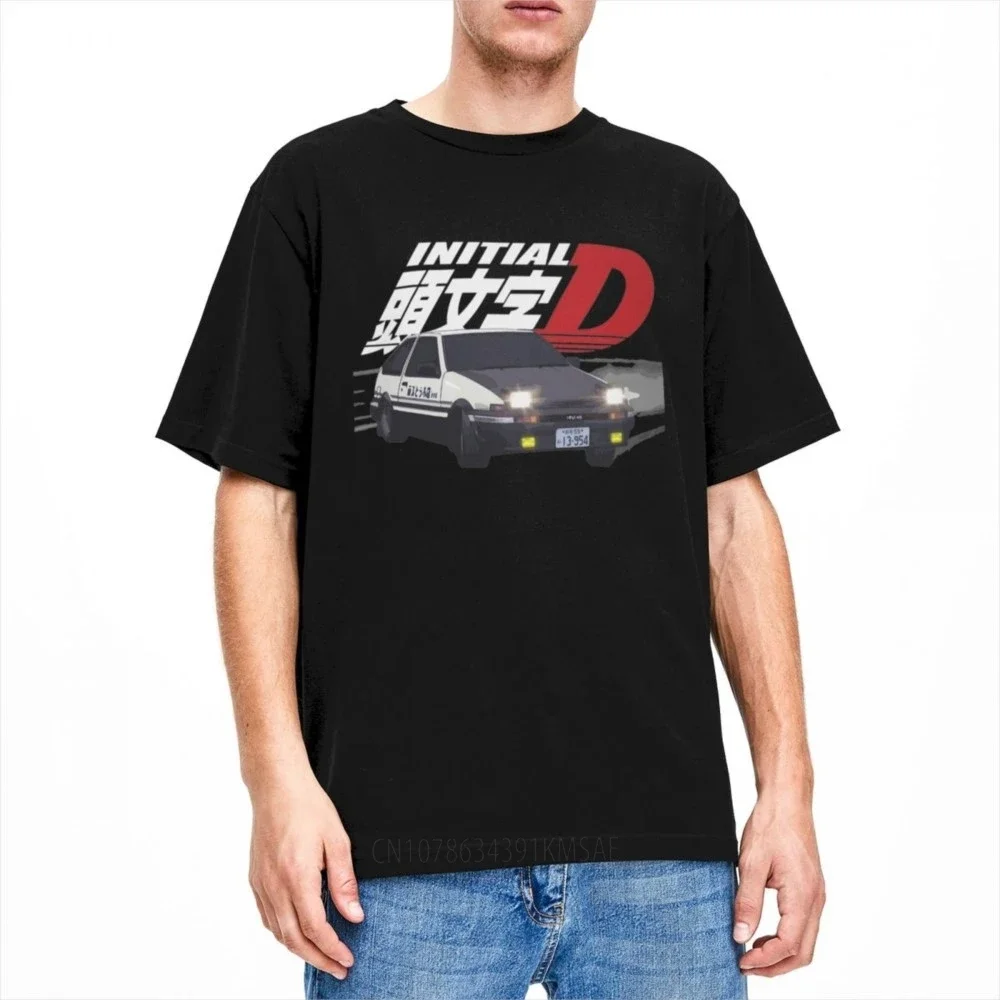 Men Initial D AE86 Sprinter Trueno Panda Car T-Shirt Apparel Awesome Pure Cotton Fujiwara Tofu T Shirts Top Tee Clothes Summer