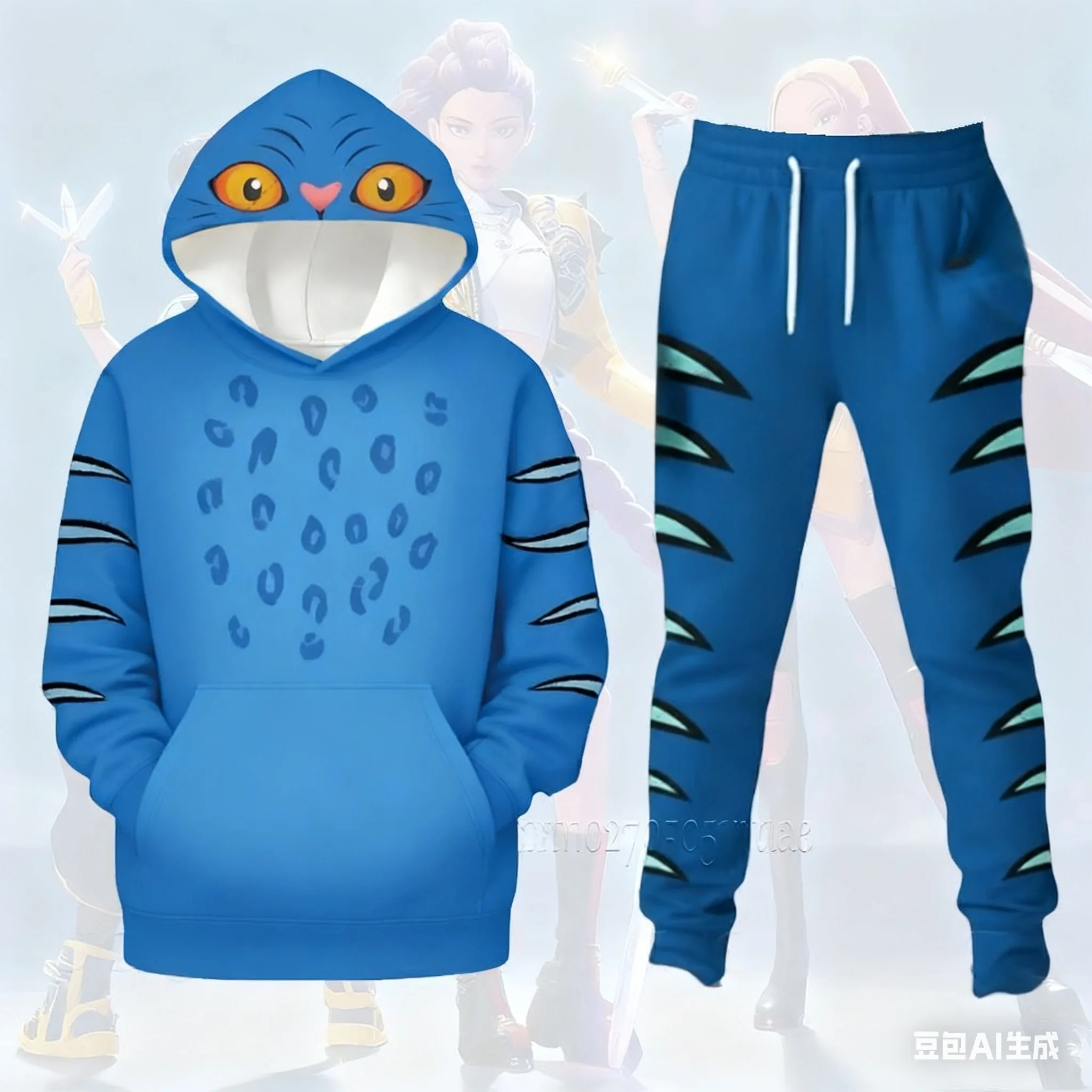 Осенне-зимний комплект с капюшоном для косплея, группа охот на тигре, ведьма, большой корейский стиль, американский уличный комплект, забавная женская одежда