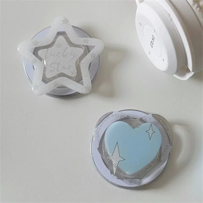 

Korean Cute Blue Love Heart Star For Magsafe Magnetic Phone Griptok Grip Tok Stand For iPhone Wireless Charging Holder Bracket