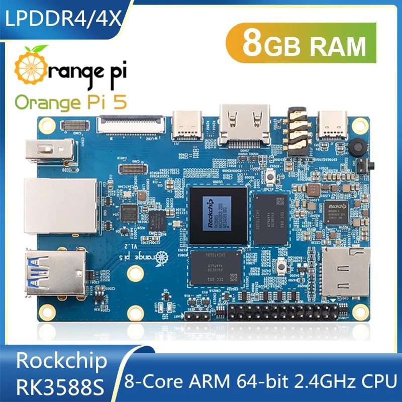

Orange Pi 5 8GB Board RK3588S 8-Core 64-Bit PCIE Module External WiFi+BT Gigabit Ethernet Optional For Orange Pi 5