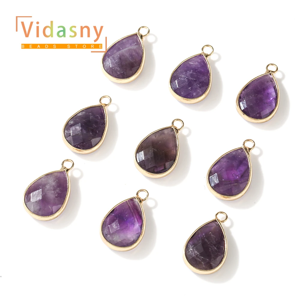 2 Stück 13 x 18 mm natürliche Amethyst-Steinperlen in Tropfenform, Anhänger für die Schmuckherstellung, DIY-Armband, Halskette, Zubehör – Detail 4