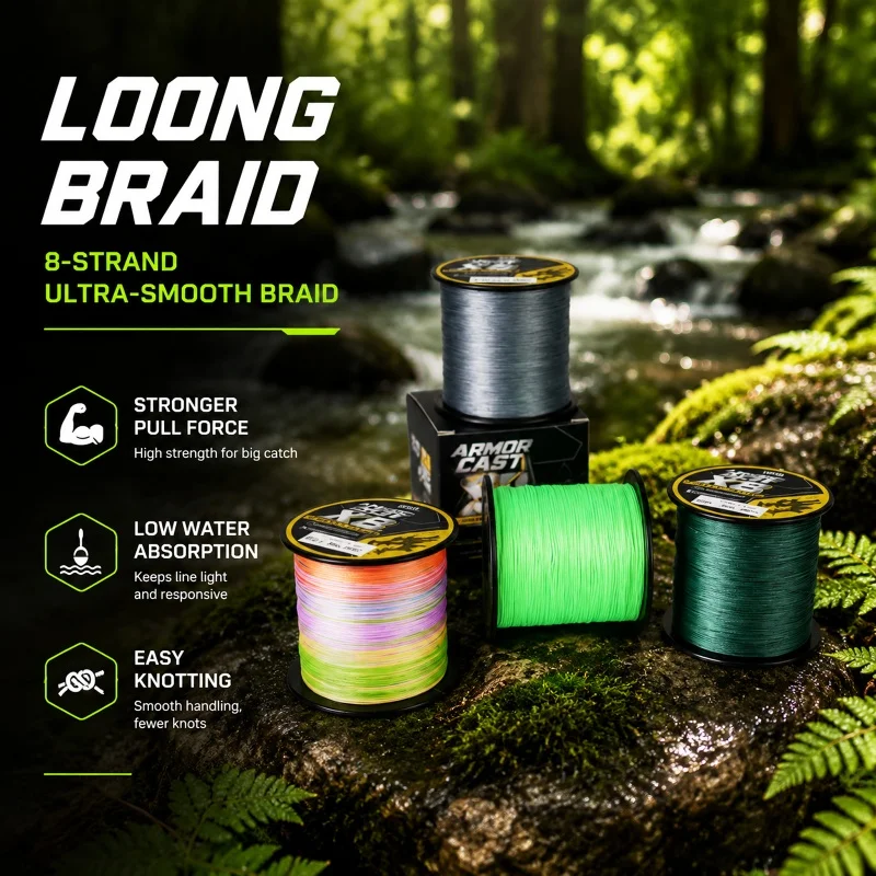 LOONG BRAID 300M Geflochtene Angelschnur X8 PE Multifilament-Schnur Ultra-Dünn Superstark Zugfeste Schnur für Süß- und Salzwasser – Detail 6