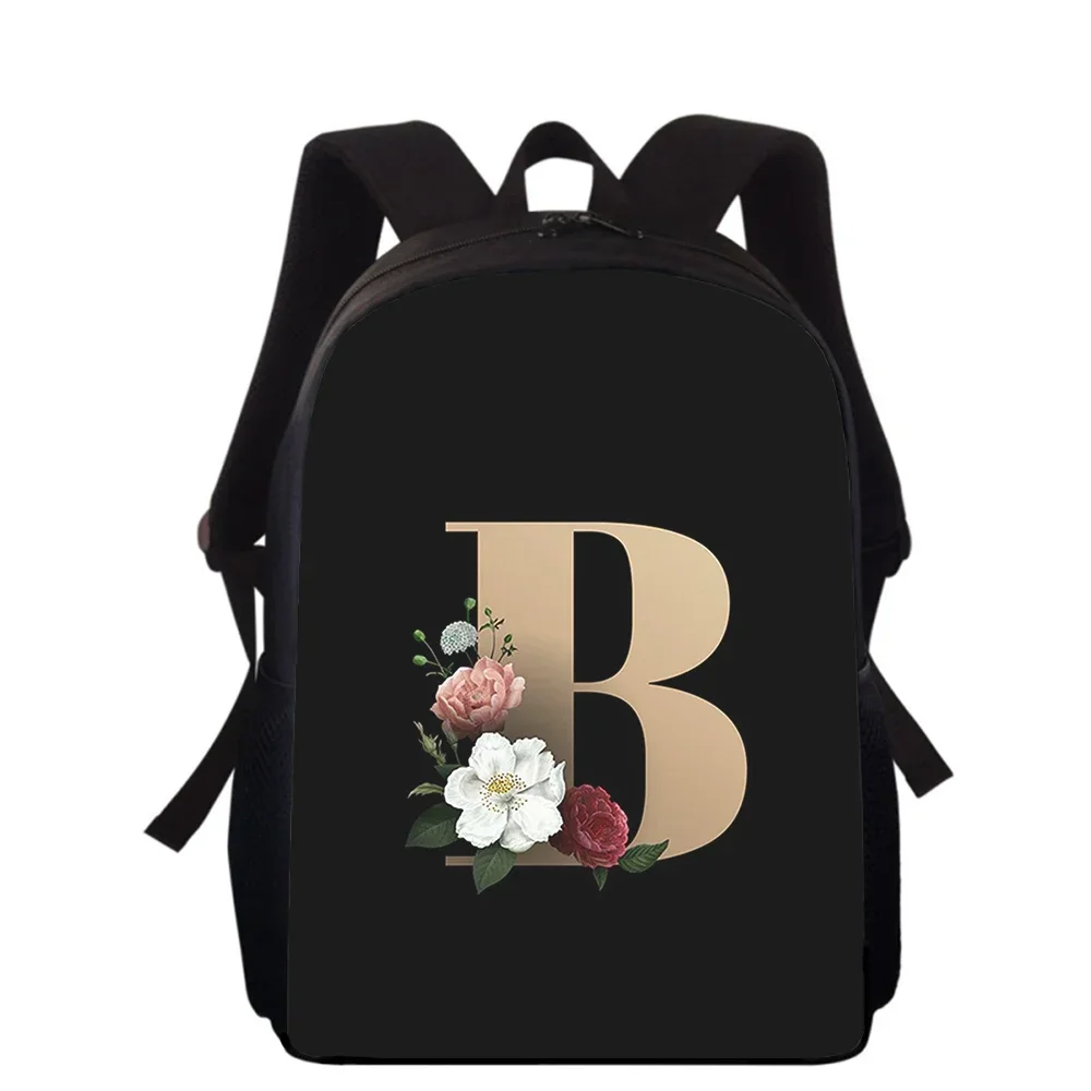 Personality Art Letter Flower 16” 3D Print Kids Backpack Primary School Bags for Boys Girls Back Pack Students School Book Bags