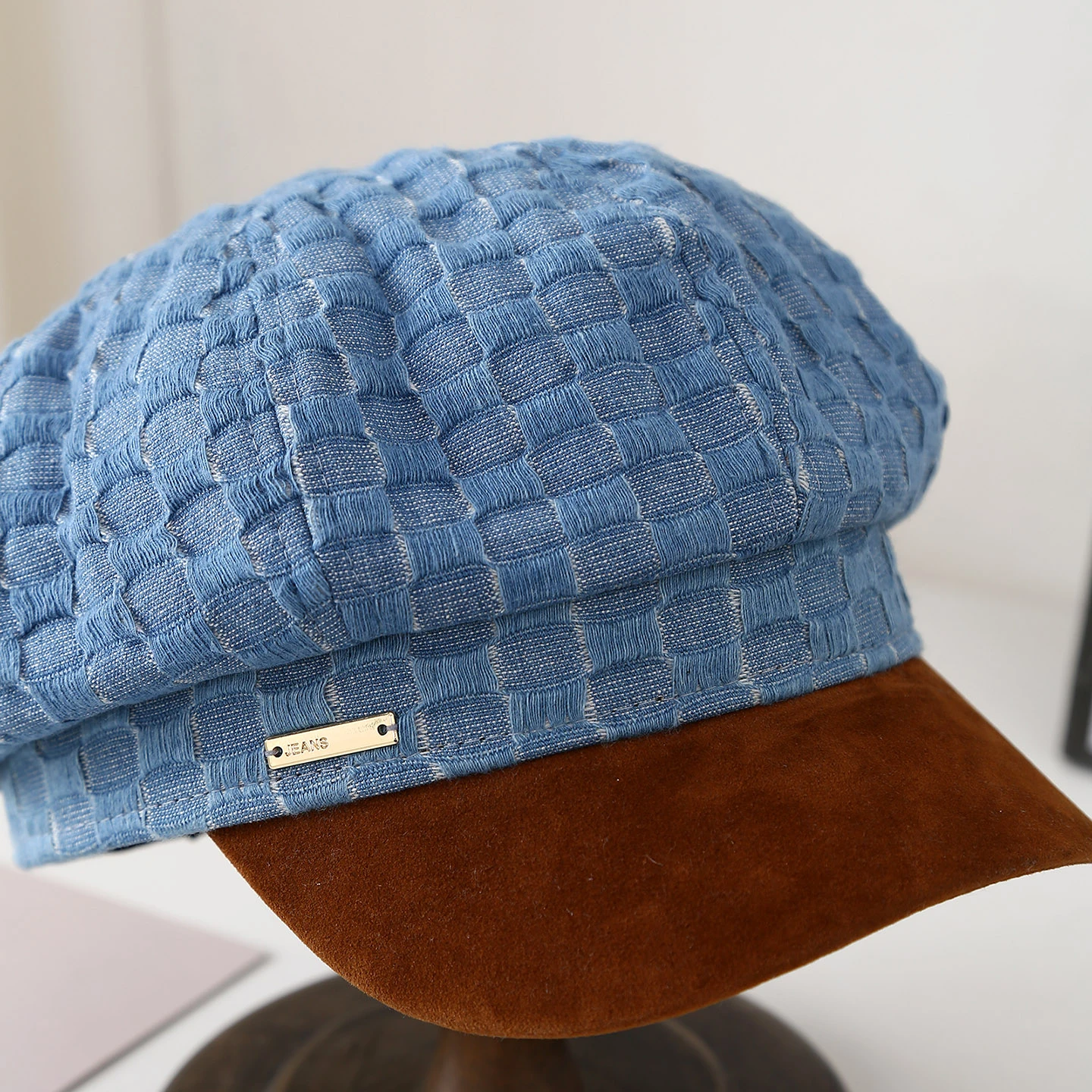 Beret jeansowy vintage, kaszkiet, kapelusz ośmiokątny dla kobiet, ciepła czapka zimowa z szerokim rondem, akcesorium do noszenia na zewnątrz i w podróży.