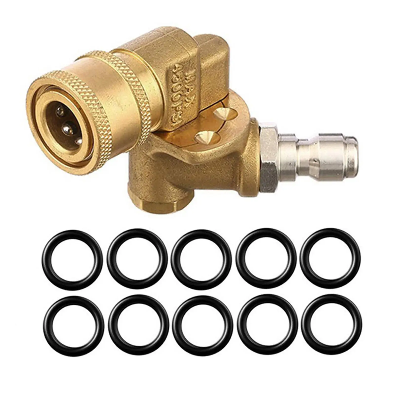 Quick Connect Pivoting Coupler Rotation with O Rings Cleaner Attachment Replacement Parts 1/4 inch High Pressure Car Washing