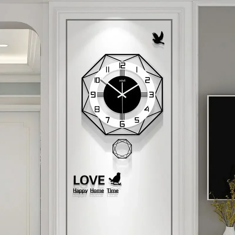 Interior Decorative Art Wall Clock Luxury Vintage Silent Digital Wallclock Large Living Room Bedroom Kitchen Battery Electronic