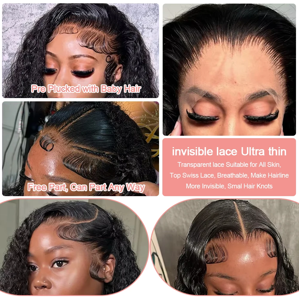 13x6 kort krullend bob diep watergolf kant frontale pruiken 7x5 lijmloze pruik 100% menselijk haar pruik 250% dichtheid 12 14 inch voor vrouwen