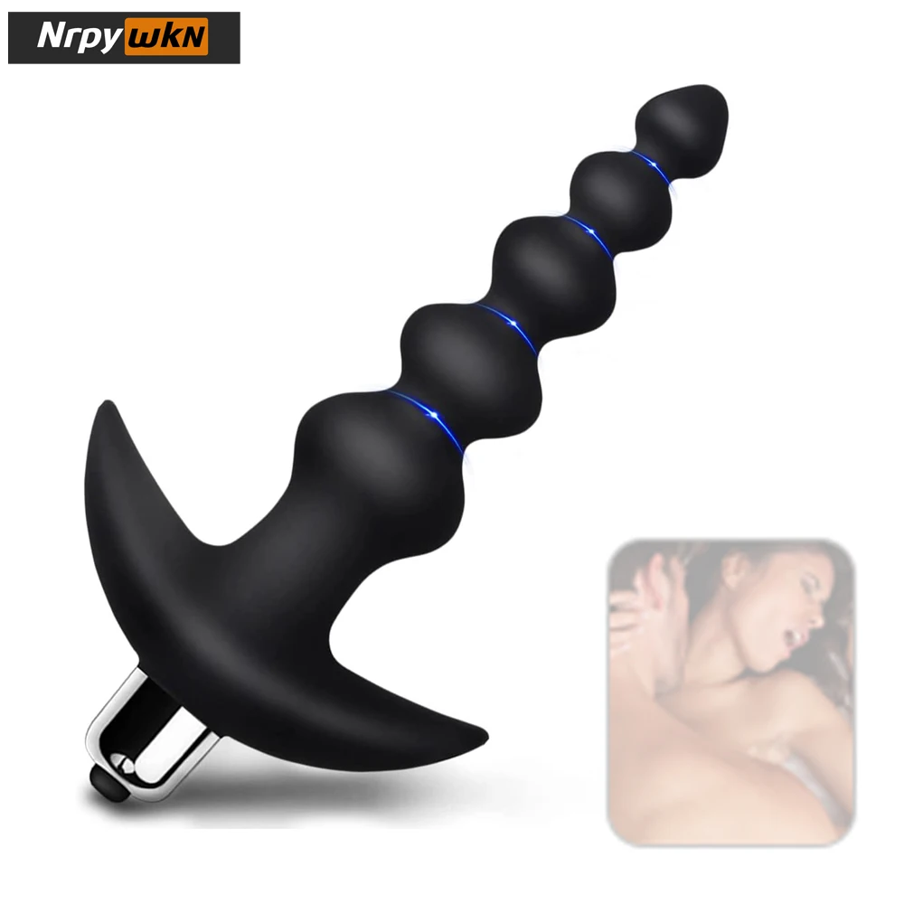 

Vibrating Anal Beads Butt Plug - Flexible Silicone 16 Vibration Modes Graduated Design Anal Sex Toy Waterproof Bullet Vibrator