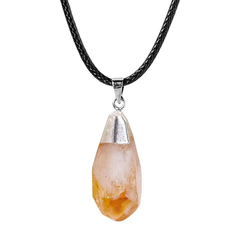 Citrine Pendant Yellow Crystal Stone Pendant Stylish Jewelry Energy Necklaces Valentine's Day Crystal For Her Him
