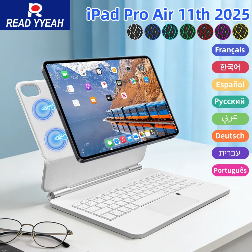 

Волшебная клавиатура для iPad A16 Case 2025 Bluetooth Беспроводная клавиатура для iPad Air 4 5 10,9 дюйма Pro 11 12,9 10 11 с подсветкой Teclado