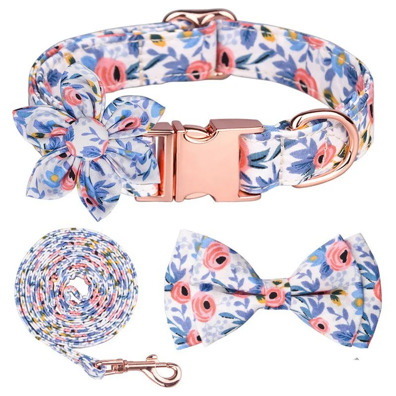

Настраиваемый комплект ошейника и поводка для домашних животных: надпись, съемный принт цветочной бабочки