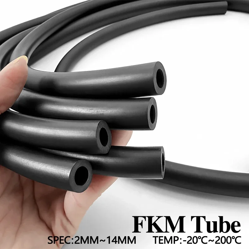 FKM Fluoroelastomer Petrol Diesel Tube ID 2-3-4-5-6-8-10-12mm Black Vitons Corrosion Resistant Anti-Tear Oil Hose