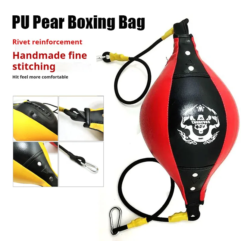 Boxing Punching Pear Boxing Bag PU Leather Double End Punching Bag Inflatable Boxing Speed Bag for Training Reaction Speed