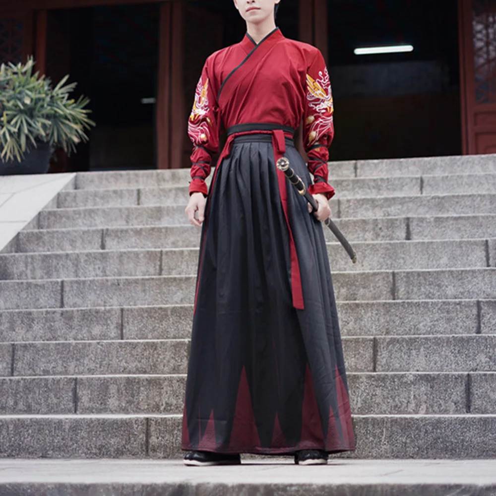 

New Chinese Style Men's Original Embroidered Hanfu Suit Retro Casual Fashion Trend Loose Men's Chinese Traditional Clothing Suit