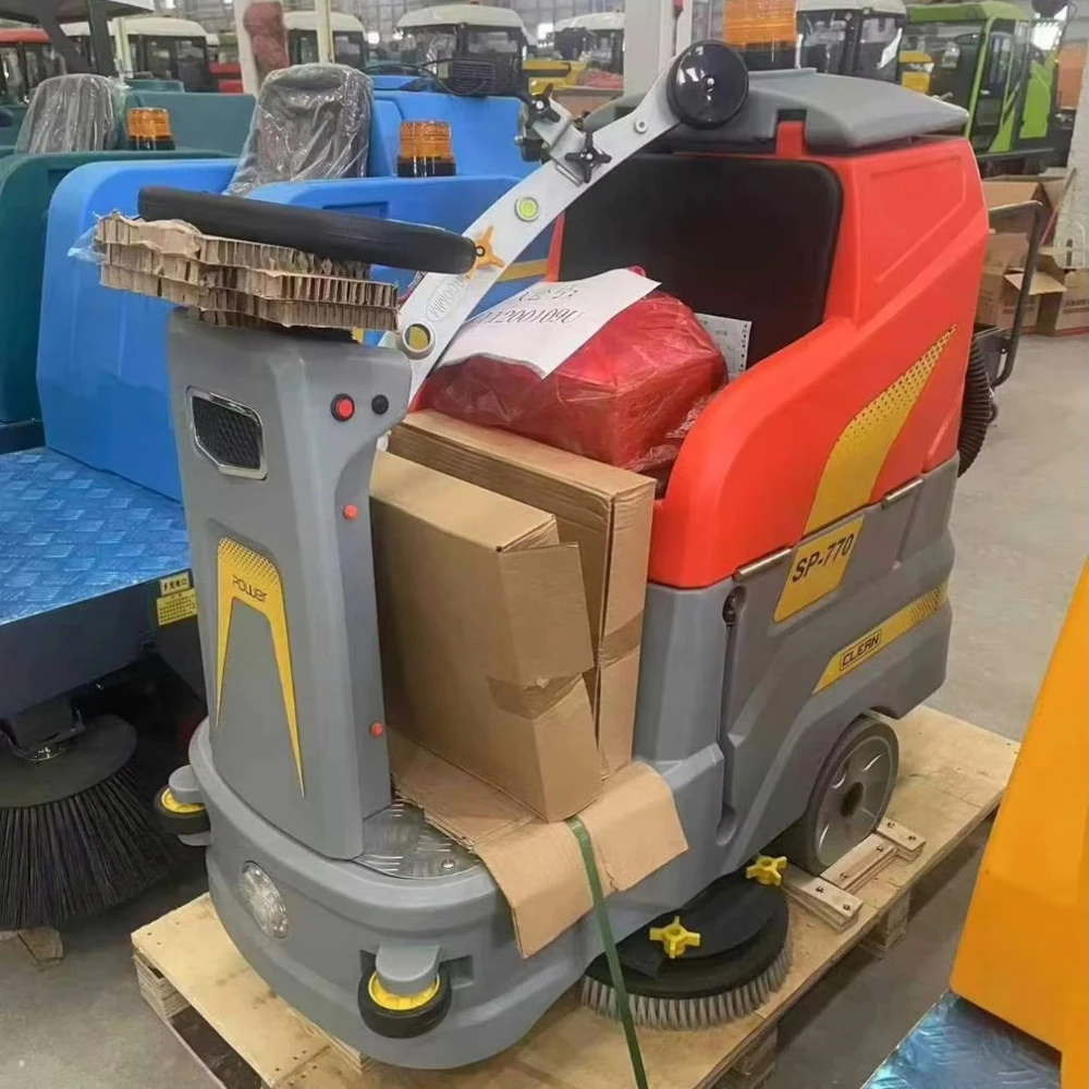 SP-770 Electric Ride-on Floor Scrubber Integrated Washing Suction Dryer For Large Area Cleaning