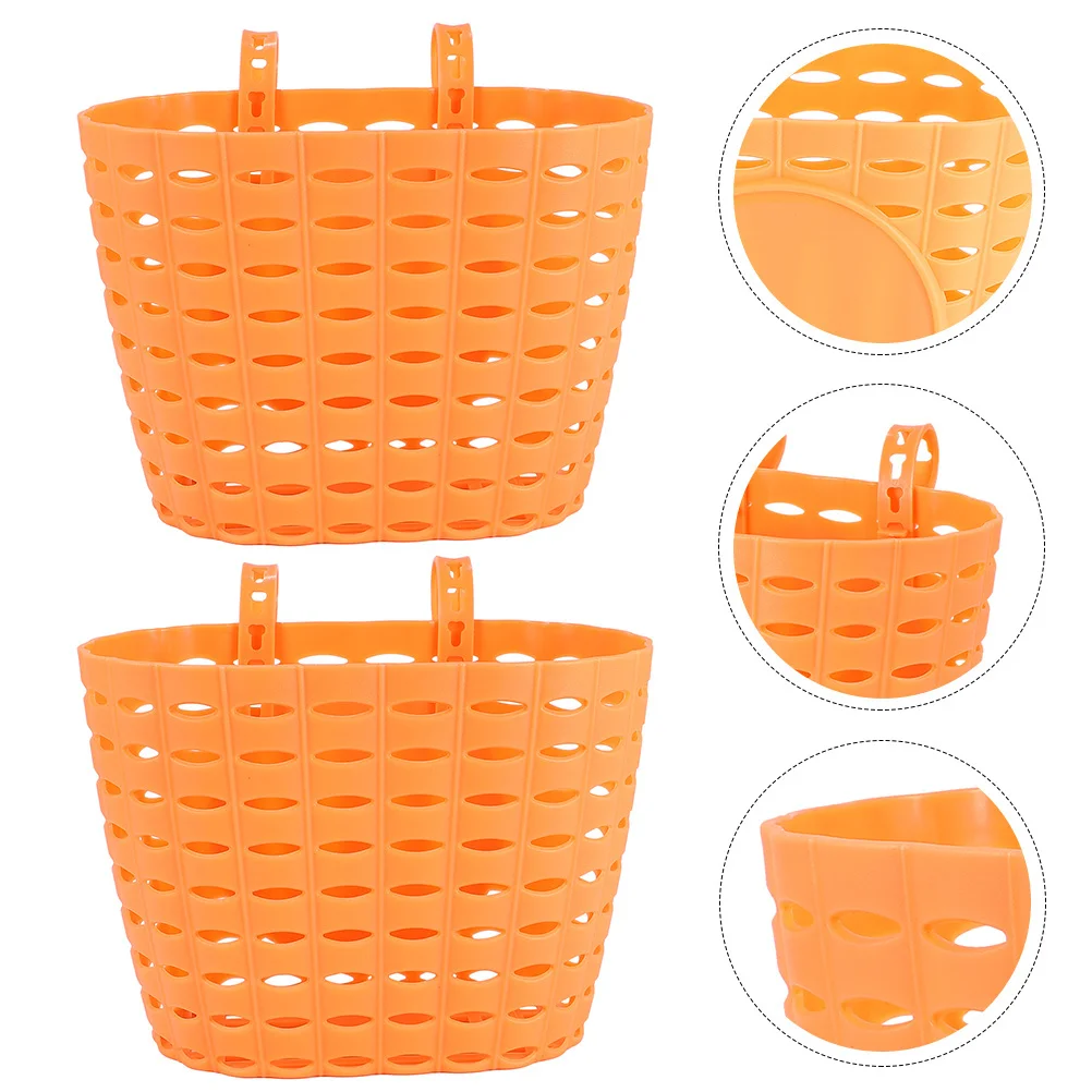 

2Pcs Bike Basket Plastic Detachable Front Storage Basket Scratch Water Resistant Cycling Accessory Bike Supply