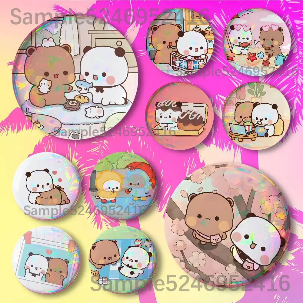 Panda Bubu Dudu Button Pin Handmade Brooch For Clothes Laser Badge Backpack Decoration Jewelry Accessories