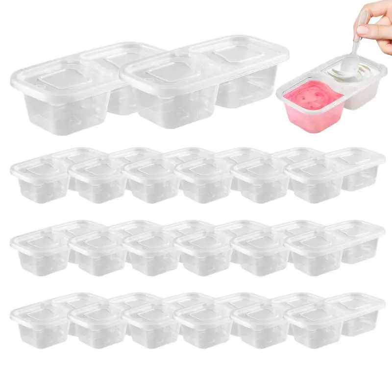 

Double Compartment Condiment Container Reusable Snack Container With Lids Thick Food Storage Accessories Travel Condiment Box