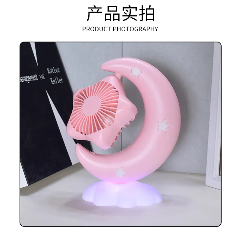 Customizable. Printing Available Crescent USB Fan Silent Handheld Students Factory Direct Night Market